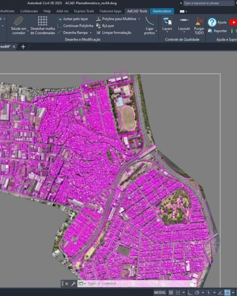 Plan planimétrique d'un quartier