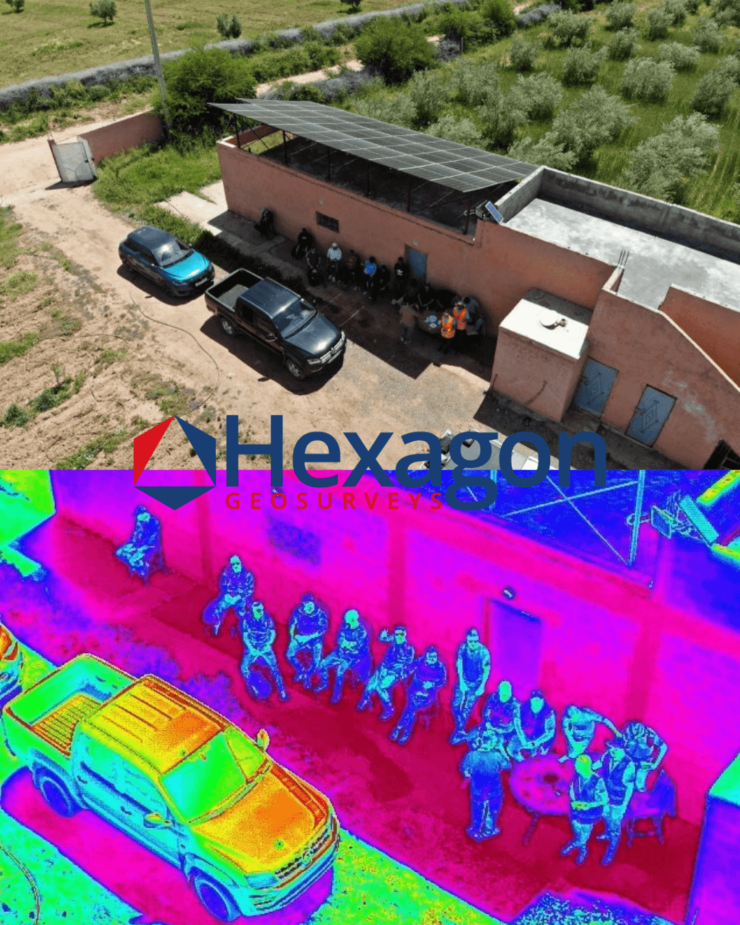 Inspection par drone d'un bâtiment et de panneaux solaires au Maroc