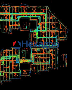 Nuage points 3d batiment industriel mep vue plan hexagon