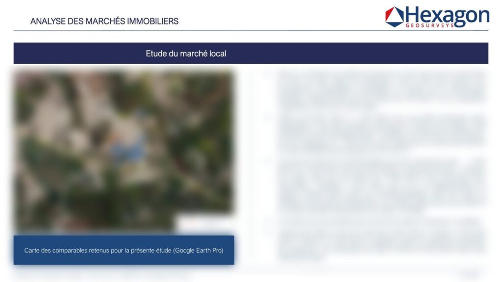 Extrait de rapport d'expertise immobilière — carte des comparables — Hexagon GeoSurveys