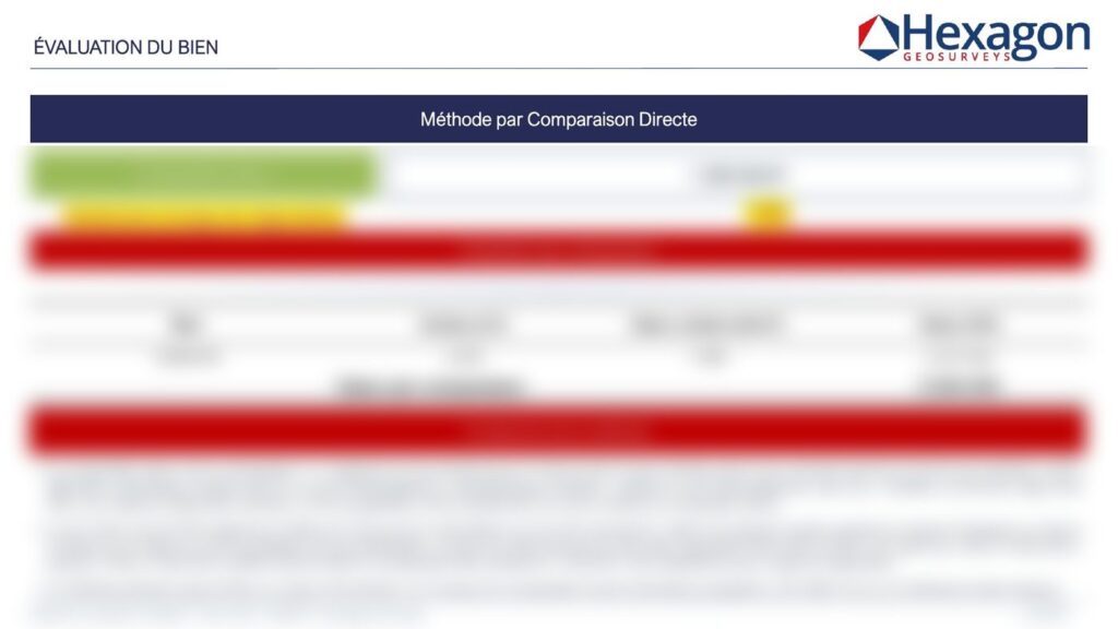 Extrait de rapport d'expertise immobilière — méthode par comparaison directe — Hexagon GeoSurveys